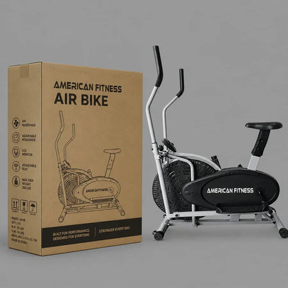 American Fitness 8.2-A Orbit Air Bike Elliptical – 2-in-1 Orbitrack Exercise Bike with Adjustable Resistance & 120KG Capacity