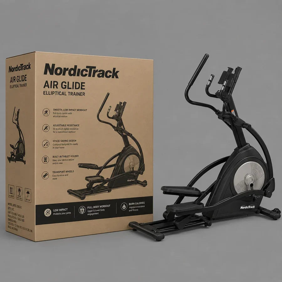 American Fitness D3.1E Elliptical Machine with 18-Inch Stride, 24-Level Resistance, Bluetooth APP, 5KG Flywheel & LCD Monitor | 120KG Capacity Home Cross Trainer