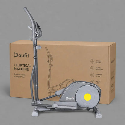 Doufit EM-04 Elliptical Machine for Home Gym | Heavy Duty Magnetic Cross Trainer 8-Level Resistance, 12 lbs Flywheel, LCD Monitor, 250 lbs Capacity Full Body Cardio Fitness Equipment