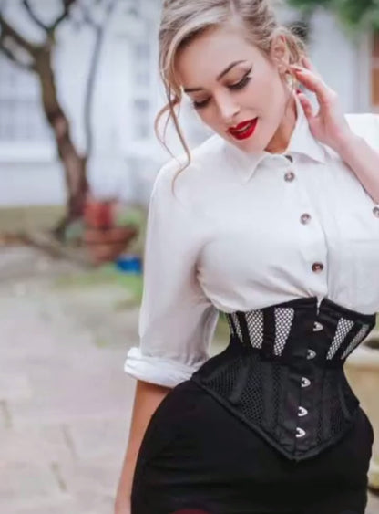 Mesh Underbust Steel Bone Corset | Breathable Waist & Core Stabilizer for Gym & Fitness