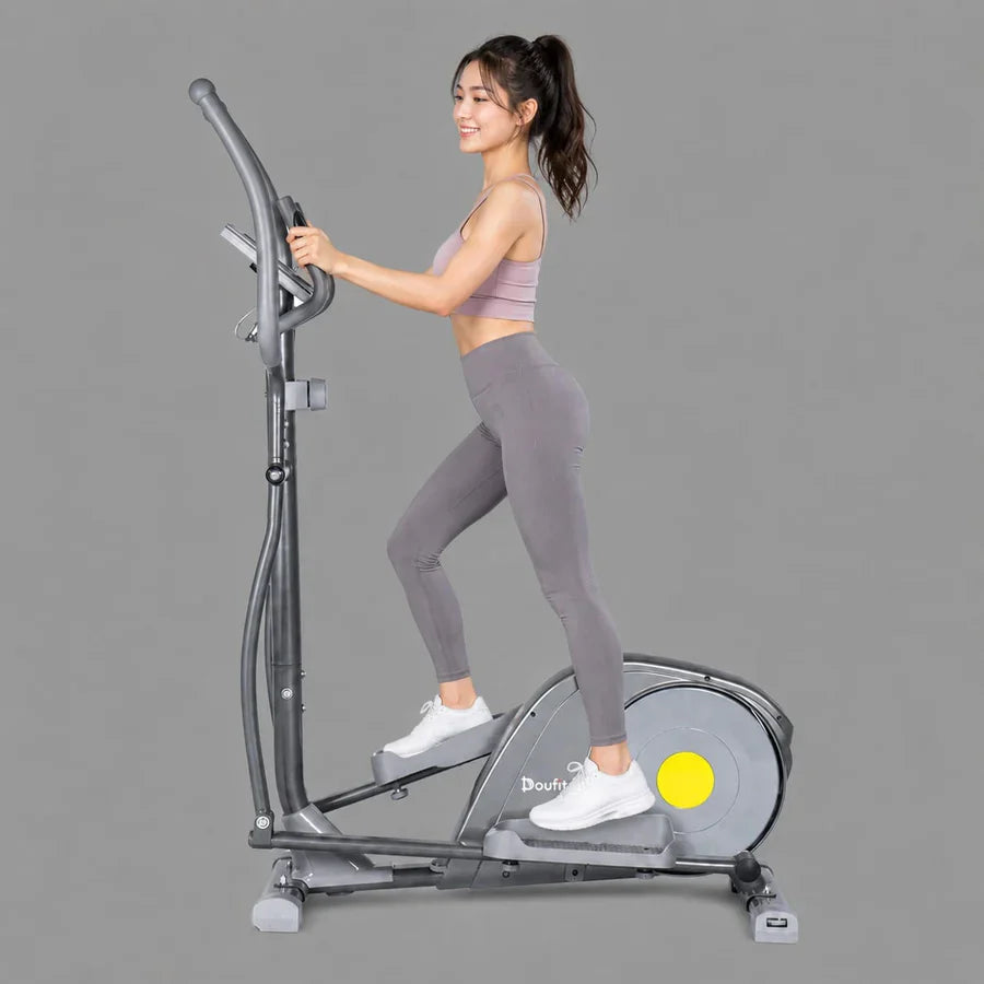 Doufit EM-04 Elliptical Machine for Home Gym | Heavy Duty Magnetic Cross Trainer 8-Level Resistance, 12 lbs Flywheel, LCD Monitor, 250 lbs Capacity Full Body Cardio Fitness Equipment