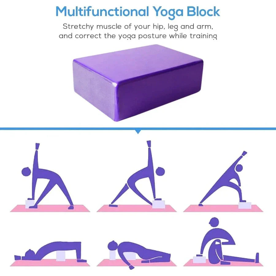 Yoga Blocks Pair (2pcs) High Density EVA Foam | Non-Slip Yoga Bricks for Stretching, Balance, Flexibility & Home Workout