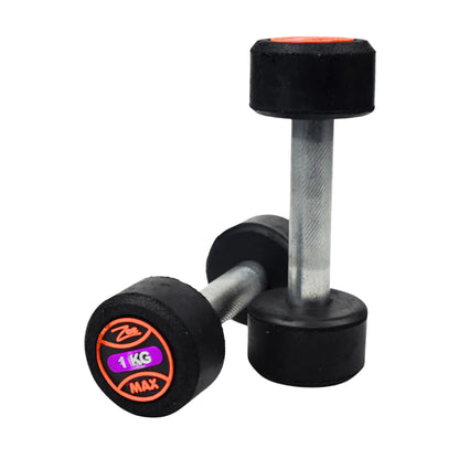 ZEE MAX Rubber Coated Dumbbells Pair with Cast Iron Core, Knurled Steel Handle & Thick Noise-Reducing Rubber Coating Available in 1KG–40KG for Home Gym Strength Training