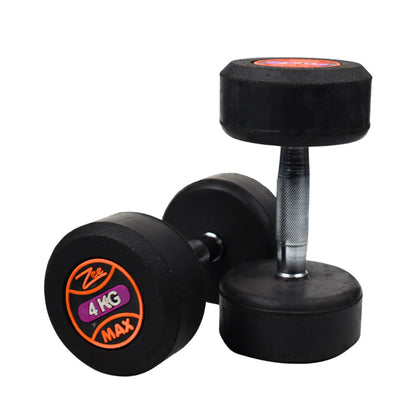 ZEE MAX Rubber Coated Dumbbells Pair with Cast Iron Core, Knurled Steel Handle & Thick Noise-Reducing Rubber Coating Available in 1KG–40KG for Home Gym Strength Training