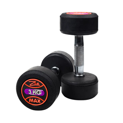ZEE MAX Rubber Coated Dumbbells Pair with Cast Iron Core, Knurled Steel Handle & Thick Noise-Reducing Rubber Coating Available in 1KG–40KG for Home Gym Strength Training