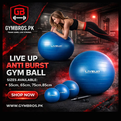 LiveUp LS3222 Exercise Gym Ball | Stability, Core & Fitness Ball (55–85 cm)
