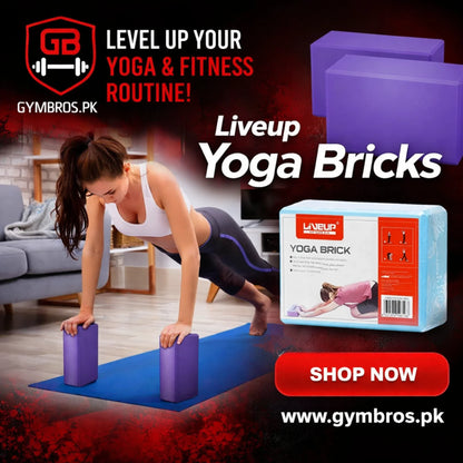 Liveup Yoga Brick EVA LS3233A Pack of 2 | Lightweight EVA Yoga Blocks for Balance, Stretching, Flexibility & Yoga Training