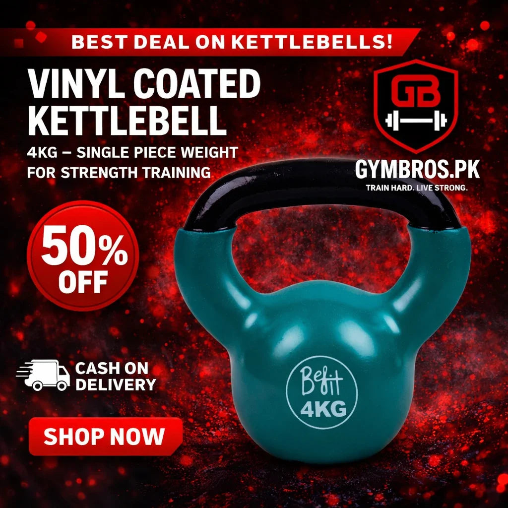 Vinyl Coated Cast Iron Kettlebell 2kg–20kg Solid Weight Training Kettle Bell with Wide Grip Handle, Flat Base & PVC Protective Coating for Full Body Strength, Cardio & Functional Home Gym Workout