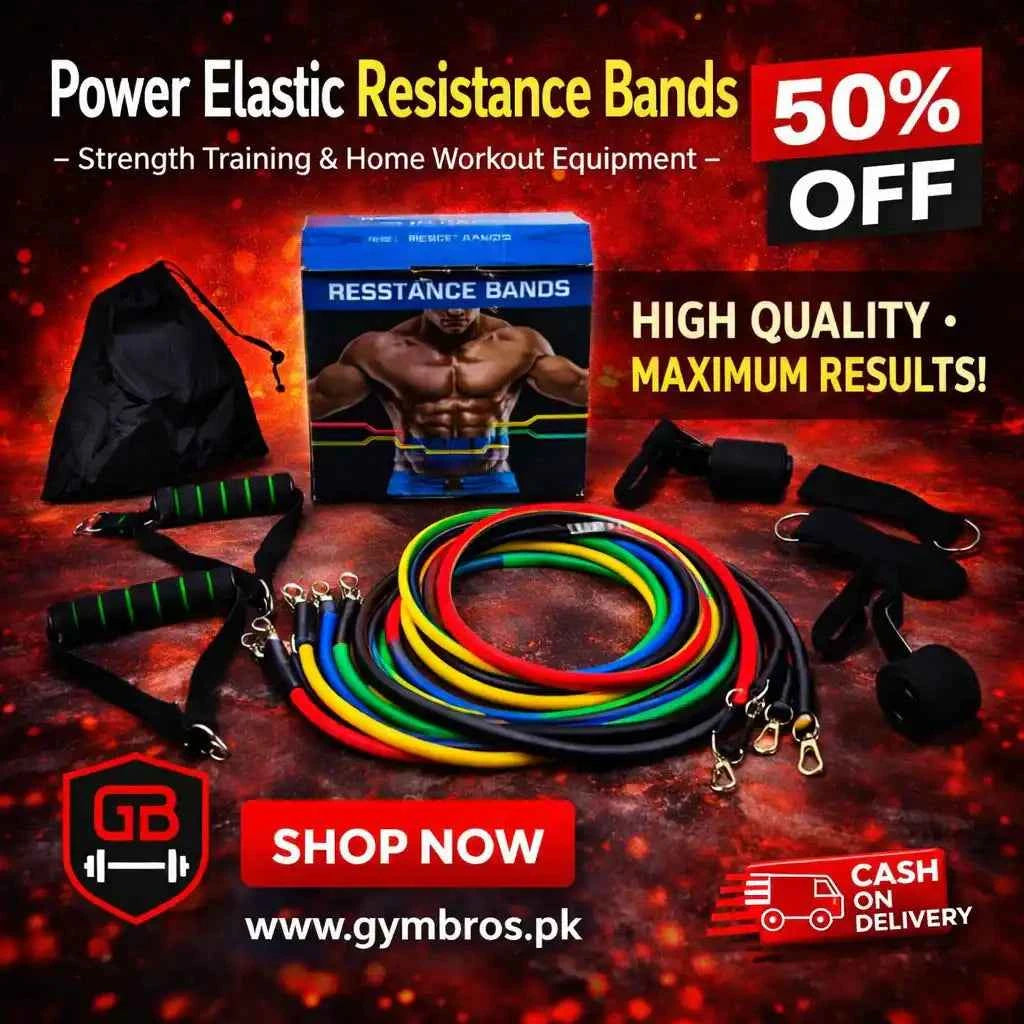 11 Piece Resistance Bands Exercise Set for CrossFit & Fitness Training | Portable Home Gym Workout Bands with Door Anchor, Handles & Ankle Straps | Medium & Premium Quality