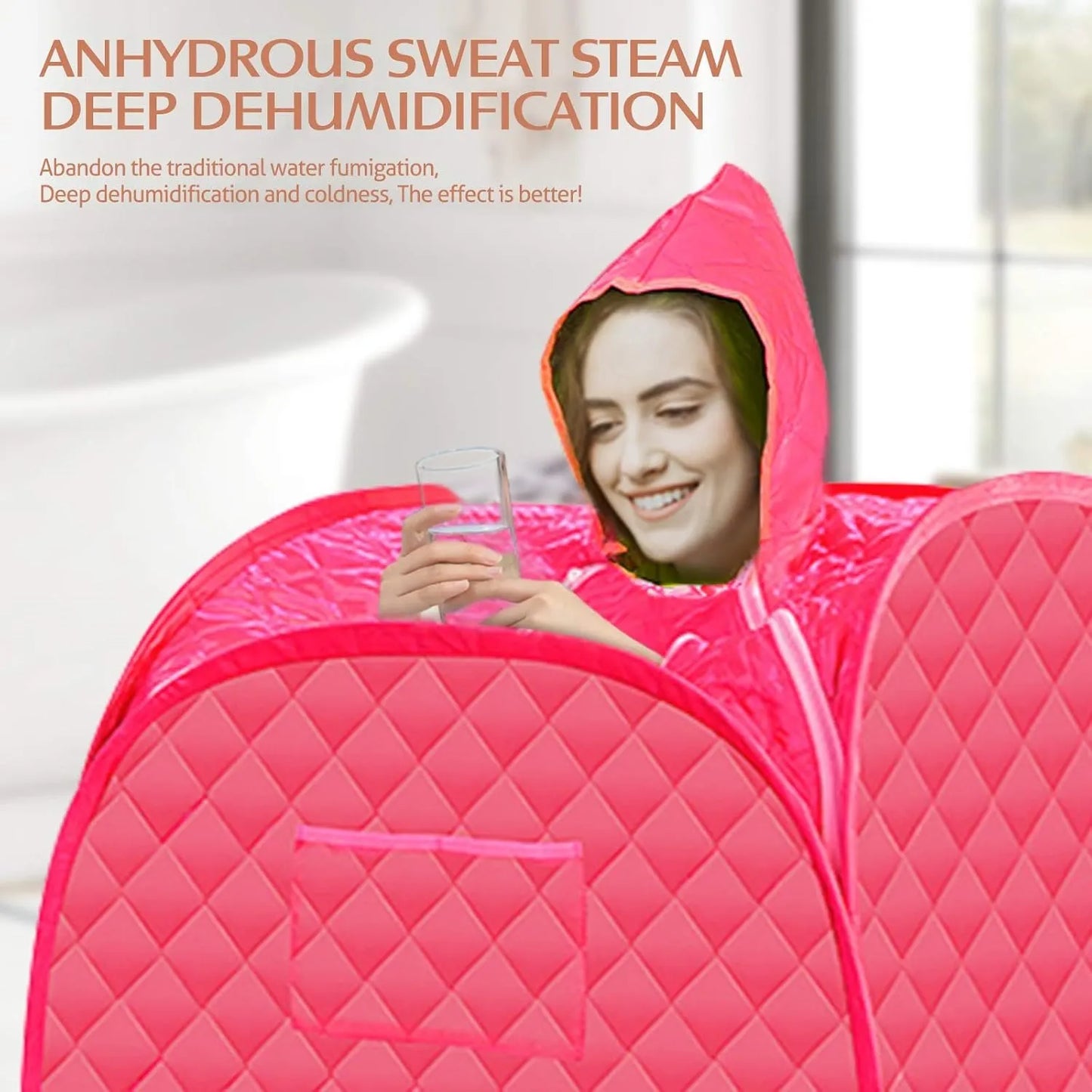 Portable Home Sauna Steam Box 1000W 220V with 9 Temperature Levels, Timer, Anti-Dry & Leak Protection, Explosion Safe Design, 80×80×98cm Folding Sauna Tent with Intelligent Remote Control & Steamer