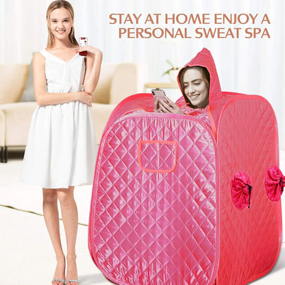 Portable Home Sauna Steam Box 1000W 220V with 9 Temperature Levels, Timer, Anti-Dry & Leak Protection, Explosion Safe Design, 80×80×98cm Folding Sauna Tent with Intelligent Remote Control & Steamer