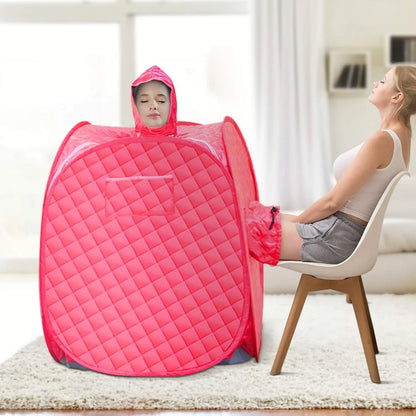 Portable Home Sauna Steam Box 1000W 220V with 9 Temperature Levels, Timer, Anti-Dry & Leak Protection, Explosion Safe Design, 80×80×98cm Folding Sauna Tent with Intelligent Remote Control & Steamer