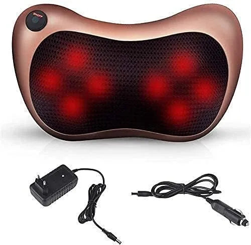 Car Massage Pillow Electric Shiatsu Massager – 4D Rotating Nodes, Heat Function (45°C), 3 Speed Levels, Neck Back Shoulder Body Pain Relief Cushion for Home & Car Use