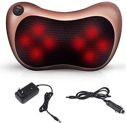 Car Massage Pillow Electric Shiatsu Massager – 4D Rotating Nodes, Heat Function (45°C), 3 Speed Levels, Neck Back Shoulder Body Pain Relief Cushion for Home & Car Use
