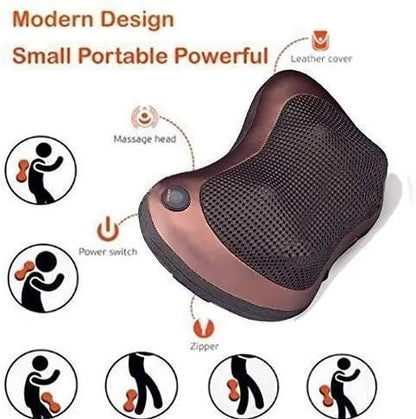 Car Massage Pillow Electric Shiatsu Massager – 4D Rotating Nodes, Heat Function (45°C), 3 Speed Levels, Neck Back Shoulder Body Pain Relief Cushion for Home & Car Use