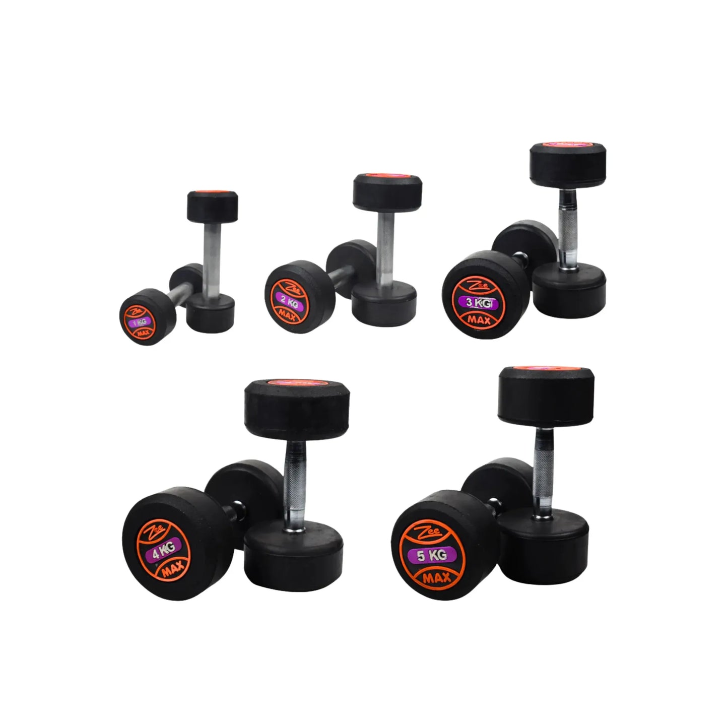 ZEE MAX Rubber Coated Dumbbells Pair with Cast Iron Core, Knurled Steel Handle & Thick Noise-Reducing Rubber Coating Available in 1KG–40KG for Home Gym Strength Training