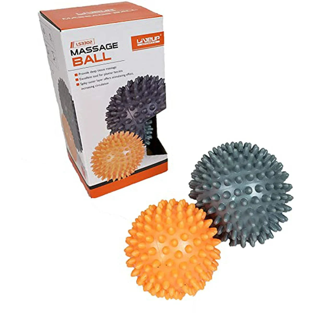 Liveup Sports LS3302 Spiky Muscle Massage Ball Set | Set of 2 Deep Tissue Massage Balls for Foot, Back, Hand, Trigger Point & Muscle Recovery