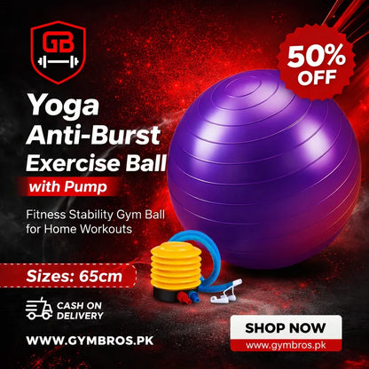 Anti-Burst Exercise Gym Ball with Air Pump, Non-Slip Yoga Stability Ball in 25CM, 65CM, 75CM, 85CM & 100CM Sizes for Core Strength, Balance, Home Workout & Physical Therapy