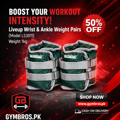 Liveup Wrist & Ankle Weight Pairs – 1kg, 2KG & 3KG  (Model LS3011)