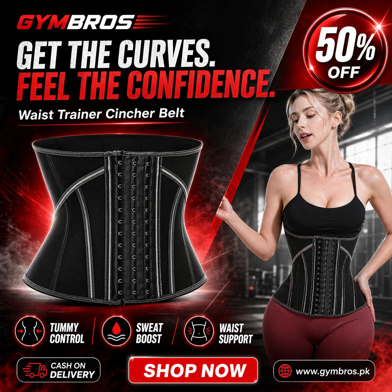 Women Waist Trainer Corset | 19 Steel Boned Body Shaper with Adjustable Compression for Tummy Control, Slim Waist & Posture Support