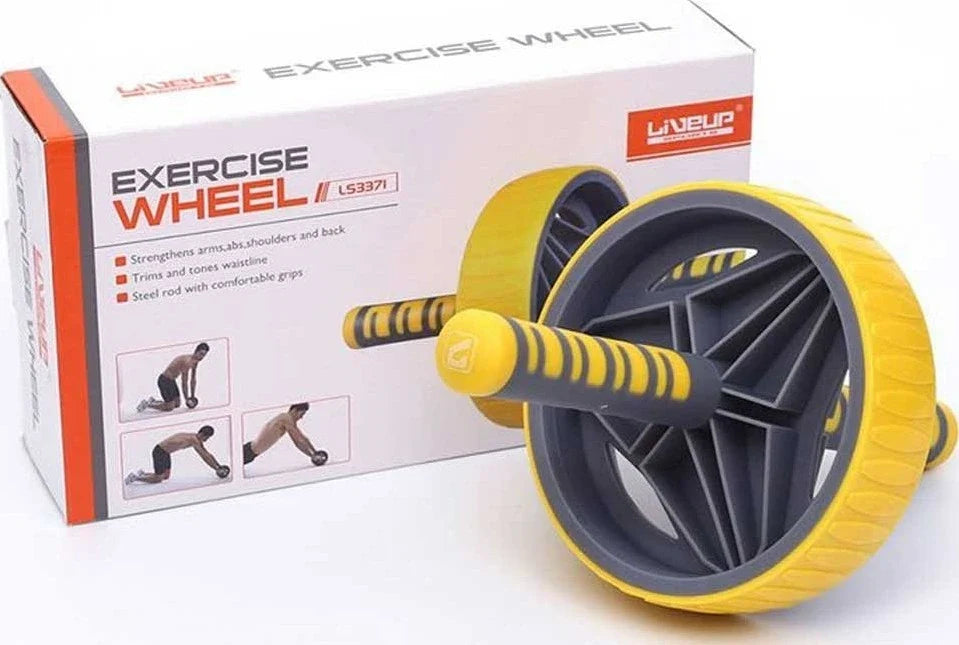 Liveup Sports LS3371 Ab Exercise Wheel | Core Strength Roller with Foam Grip Handles for Abs, Arms, Back & Full Body Workout