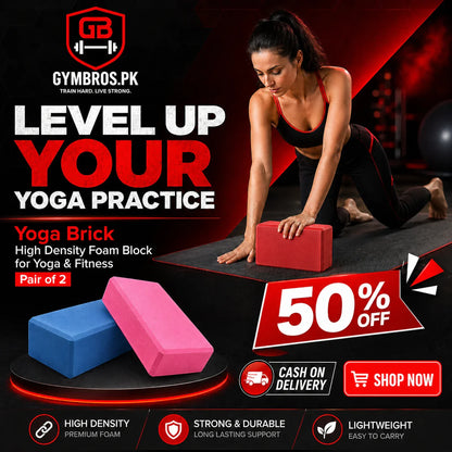 Yoga Blocks Pair (2pcs) High Density EVA Foam | Non-Slip Yoga Bricks for Stretching, Balance, Flexibility & Home Workout