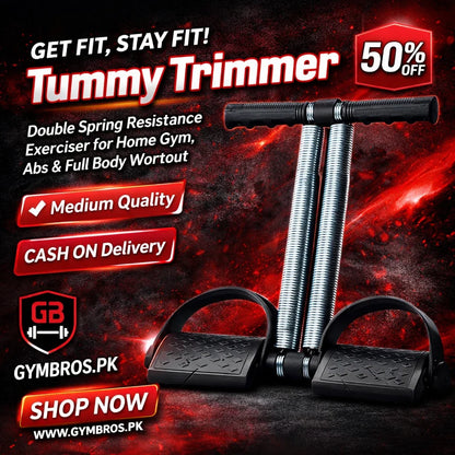 Double Spring Tummy Trimmer for Home Gym Workout – Available in Medium & High Quality | Heavy Duty Resistance Spring Ab Exerciser for Belly Fat, Core Strength & Full Body Fitness