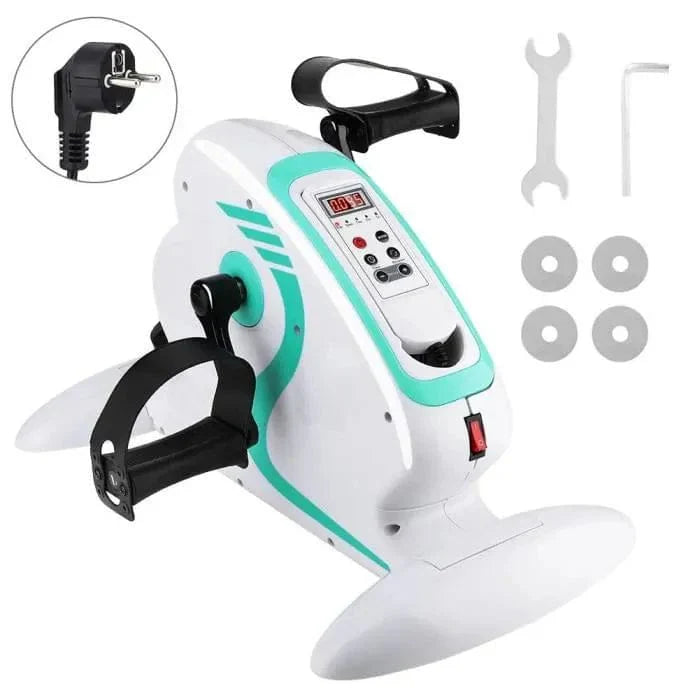 Motorized Electric Mini Exercise Bike Pedal Exerciser – Portable Under Desk Fitness Machine (White)