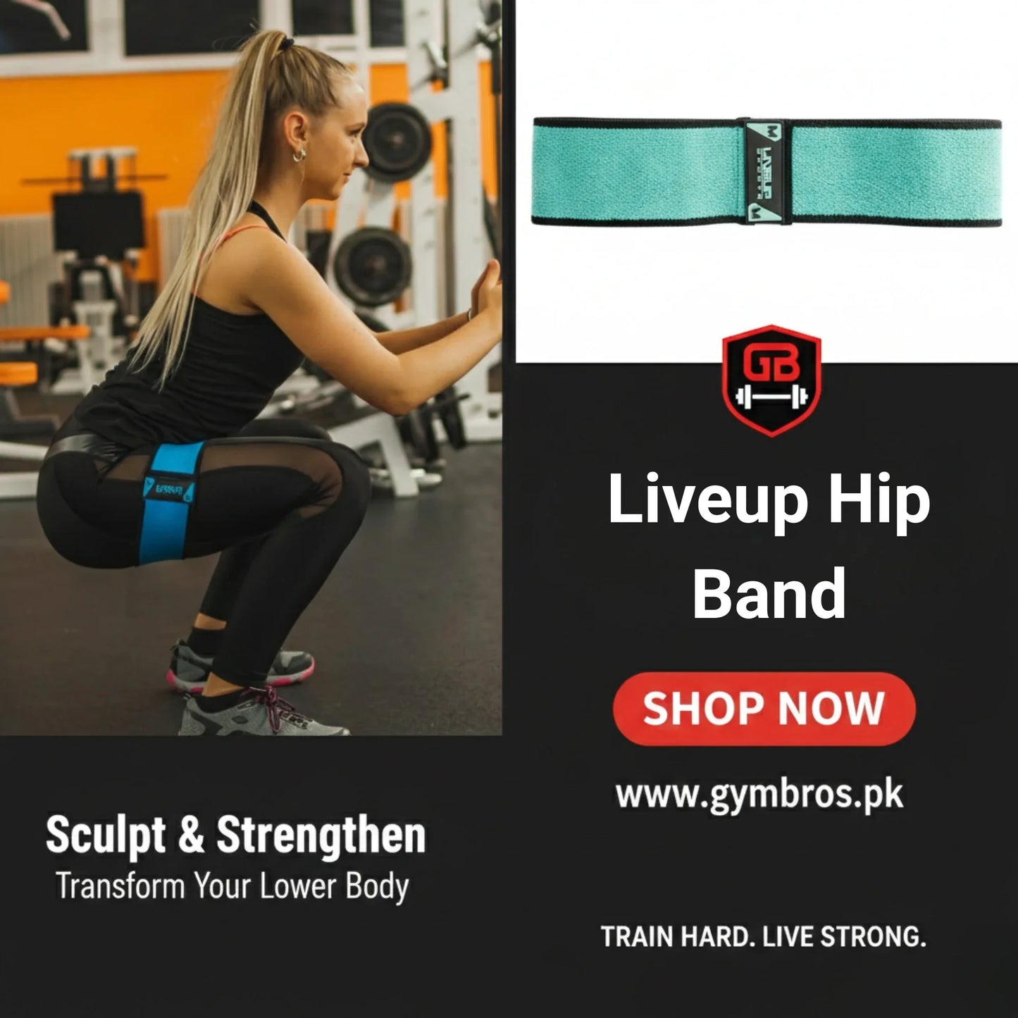 LiveUp LS3629 Hip Resistance Band Set | Glute & Leg Workout Bands (Light, Medium, Heavy) for Strength Training & Home Gym Fitness