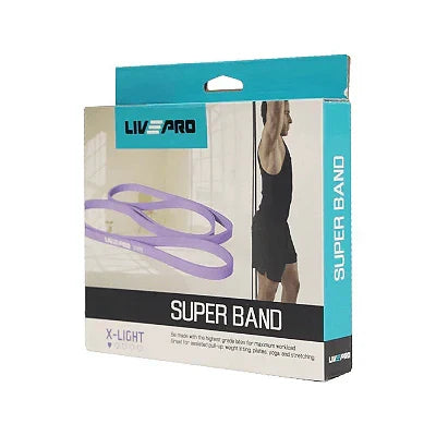 Livepro Super Band Latex Loop Band Ultra Light Purple 12mm, 15-35lbs | Pull Up Assist, Stretching & Mobility Resistance Band