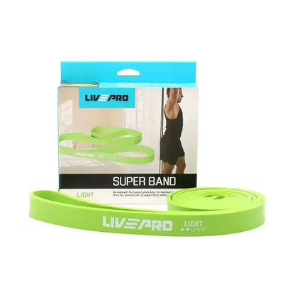 Livepro Super Band Latex Loop Resistance Band 25-65lbs Green 22mm LP8410 | Pull Up Assist, Strength Training & Mobility Band