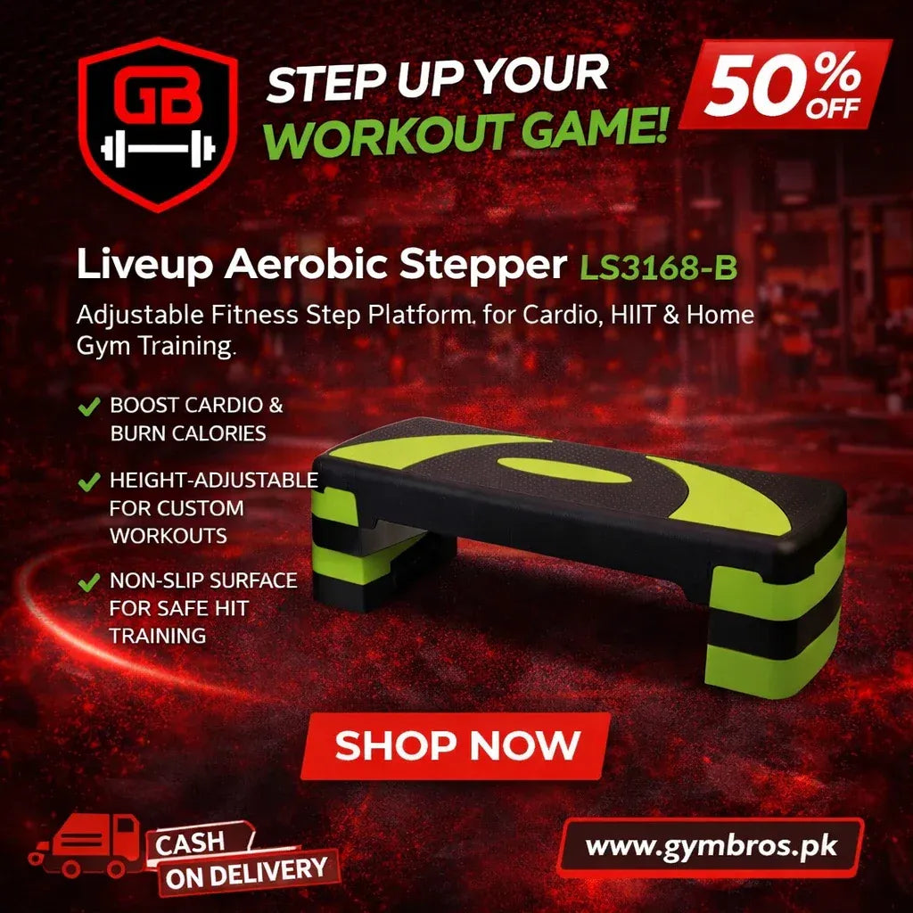 Liveup Aerobic Stepper LS3168 Series – Professional Height-Adjustable Exercise Platform | Small (Orange), Medium (Green) & Large (Blue) for Cardio & Plyometrics