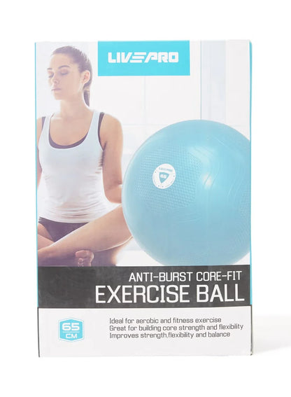LivePro Anti-Burst Exercise Gym Ball – Professional Stability Ball for Yoga & Core Training (55cm Purple, 65cm Blue, 75cm Black)