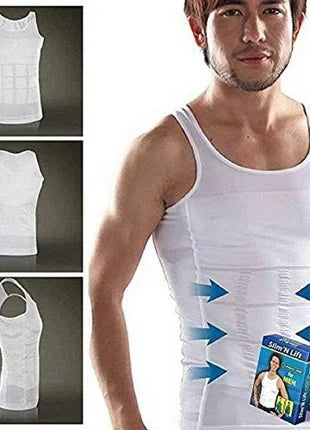 Men Slimming Vest Body Shaper (Black & White) | Slim Fit Compression Shirt for Tummy Control & Fat Burning – Sizes M, L, XL, 2XL