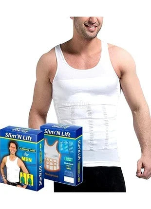 Men Slimming Vest Body Shaper (Black & White) | Slim Fit Compression Shirt for Tummy Control & Fat Burning – Sizes M, L, XL, 2XL