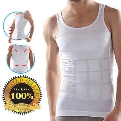 Men Slimming Vest Body Shaper (Black & White) | Slim Fit Compression Shirt for Tummy Control & Fat Burning – Sizes M, L, XL, 2XL