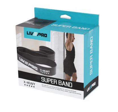 Livepro Super Band Latex Loop Band XTRA Large 70mm Black 65-170lbs | Heavy Duty Pull Up Assist, Strength Training & Power Band