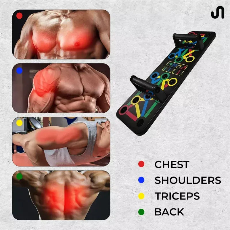 14 in 1 Foldable Push Up Board with Color-Coded Training System | Portable Push-Up Stand for Chest, Shoulders, Triceps & Back Workout | Home Gym Fitness Equipment for Men & Women