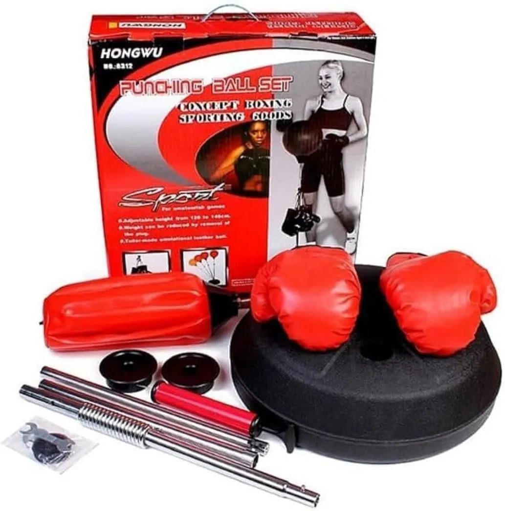 Adults Free Standing Punching Set – Boxing Ball with Gloves & Air Pump, Adjustable Height 126–146cm, Freestanding Punch Bag for Home Workout, Stress Relief Training Equipment (Unisex)
