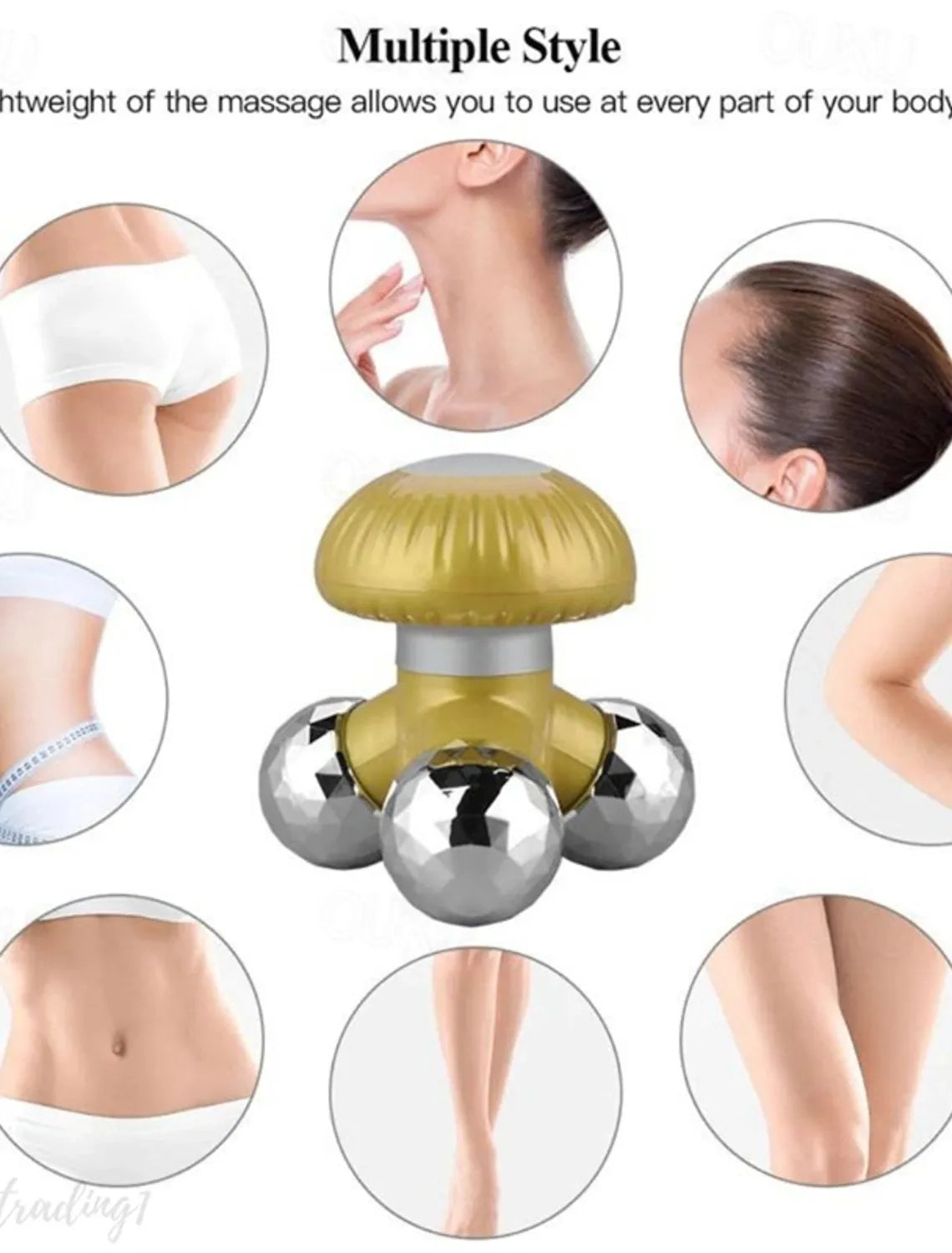 Mushroom Shape Mini Hand Massager with Battery & USB Power, Portable Full Body Vibration Massage Device for Muscle Pain Relief & Blood Circulation (10.6×10.2×9.7cm)