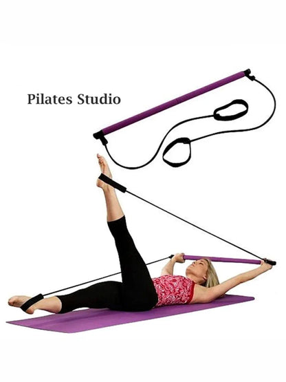 Pilates Studio Resistance Bar Kit with Latex Resistance Bands | Premium AAA+ Rubber Latex Yoga & Fitness Trainer for Stretching, Pilates & Home Workouts