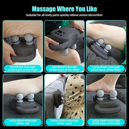 Deep Tissue Massage Gun 4-Heads Handheld Electric Percussion Massager Rechargeable Cordless Body Massager for Pain Relief in Back, Neck, Shoulder & Legs Muscle Relaxation & Recovery