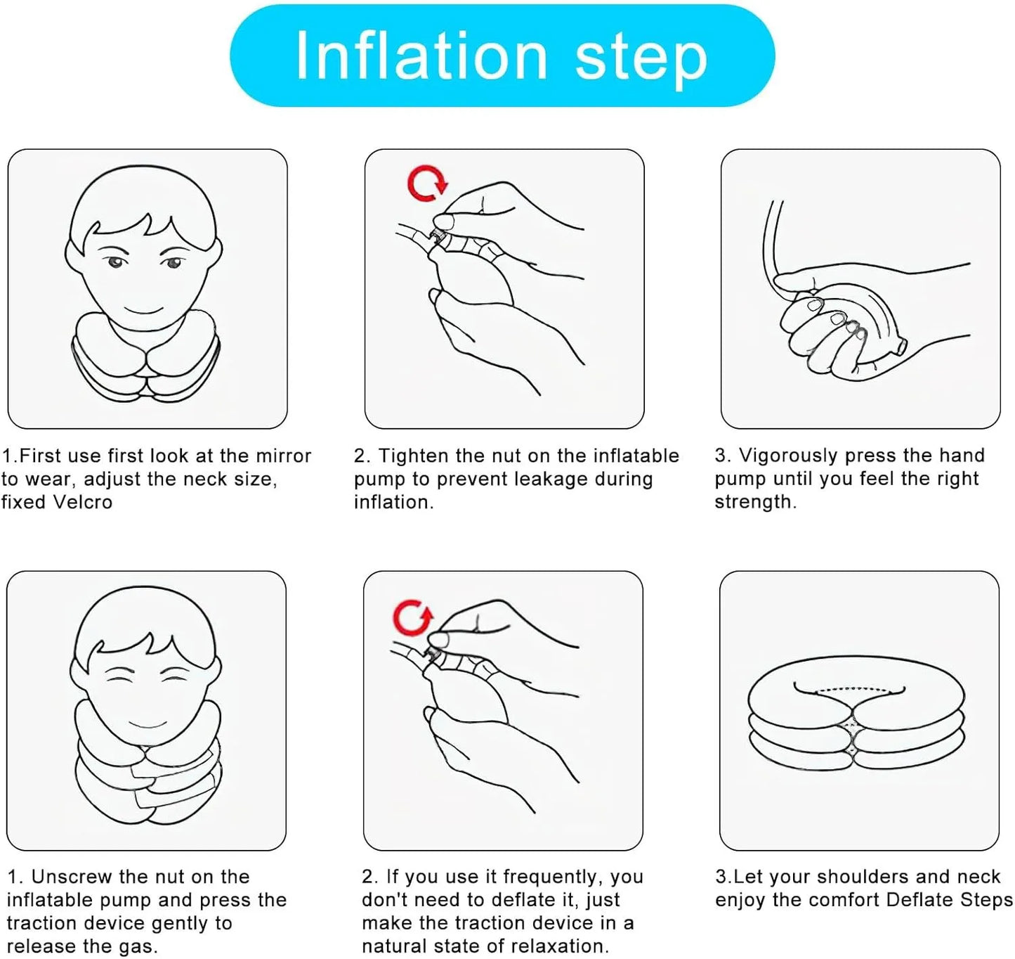 Inflatable Cervical Neck Traction Device with 3-Layer Adjustable Air Support, Soft Flocked Fabric, Manual Air Pump & Universal Adjustable Strap for Neck Pain Relief, Posture Correction & Cervical Support