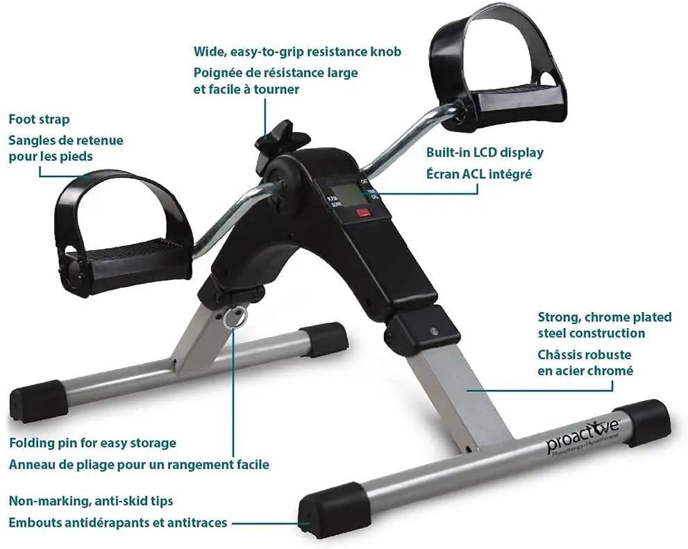 Mini Exercise Cycle with LCD Meter Foldable Portable Exercise Bike Pedal Trainer for Arm & Leg Workout with Adjustable Resistance, Under Desk Fitness Cycle Machine for Home, Office & Rehabilitation Use