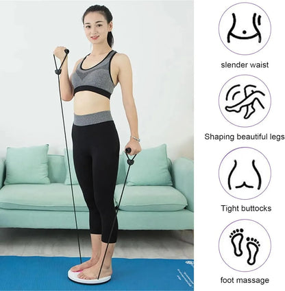 Magnetic Waist Twisting Disc with Pull Rope, 8 Built-in Magnets, Elastic Resistance Bands & Anti-Slip Foot Massage Surface for Waist Slimming, Body Shaping & Home Fitness Workout