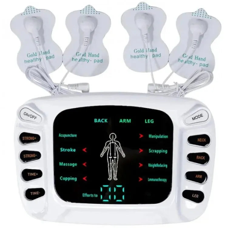 Blueidea BLD-321 Electronic Pulse Massager 8 Therapy Modes Digital Display Acupuncture Massage Device with 4 Electrode Pads, 15 Intensity Levels, Infrared Therapy for Pain Relief, Slimming & Muscle Recovery