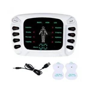 Blueidea BLD-321 Electronic Pulse Massager 8 Therapy Modes Digital Display Acupuncture Massage Device with 4 Electrode Pads, 15 Intensity Levels, Infrared Therapy for Pain Relief, Slimming & Muscle Recovery