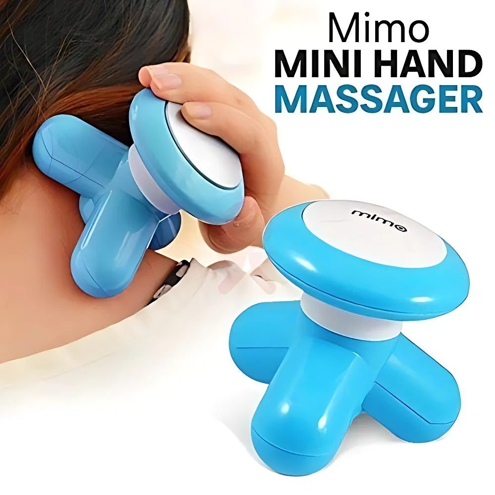 Mimo Mini Portable Full Body Electric Massager with Triangle Handle Design, USB & 4.5V 3 AAA Battery Support, AC/DC Vibration Massage Machine 140g Compact Body Massager (8×8×8cm)