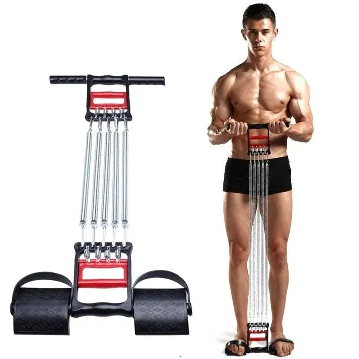5 Springs Chest Expander with Tummy Trimmer 3-in-1 Multi-Purpose Exercise Spring Set for Full Body Workout, Strength Training, Muscle Building & Home Gym Fitness Equipment