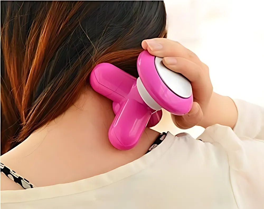 Mimo Mini Portable Full Body Electric Massager with Triangle Handle Design, USB & 4.5V 3 AAA Battery Support, AC/DC Vibration Massage Machine 140g Compact Body Massager (8×8×8cm)